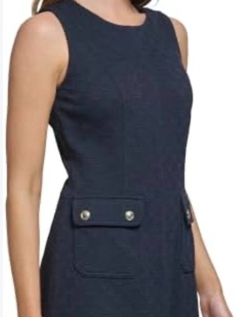 New with Tags Tommy Hilfiger Navy Textured Dress with Gold Buttons Size 4
